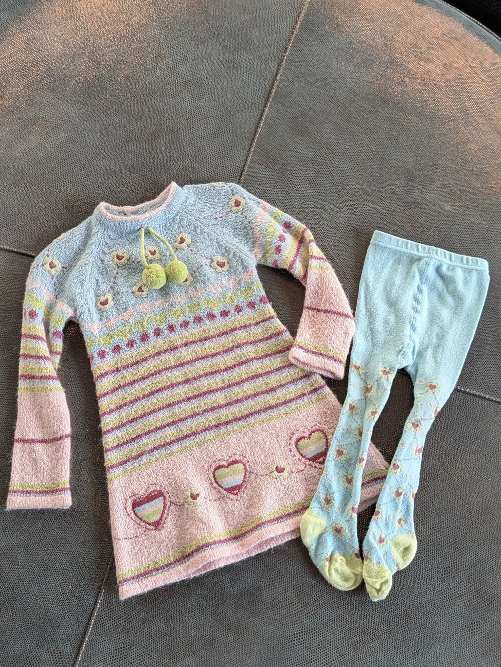 y2k DEUX PAR DEUX vintage sweater dress  + tights set 24m